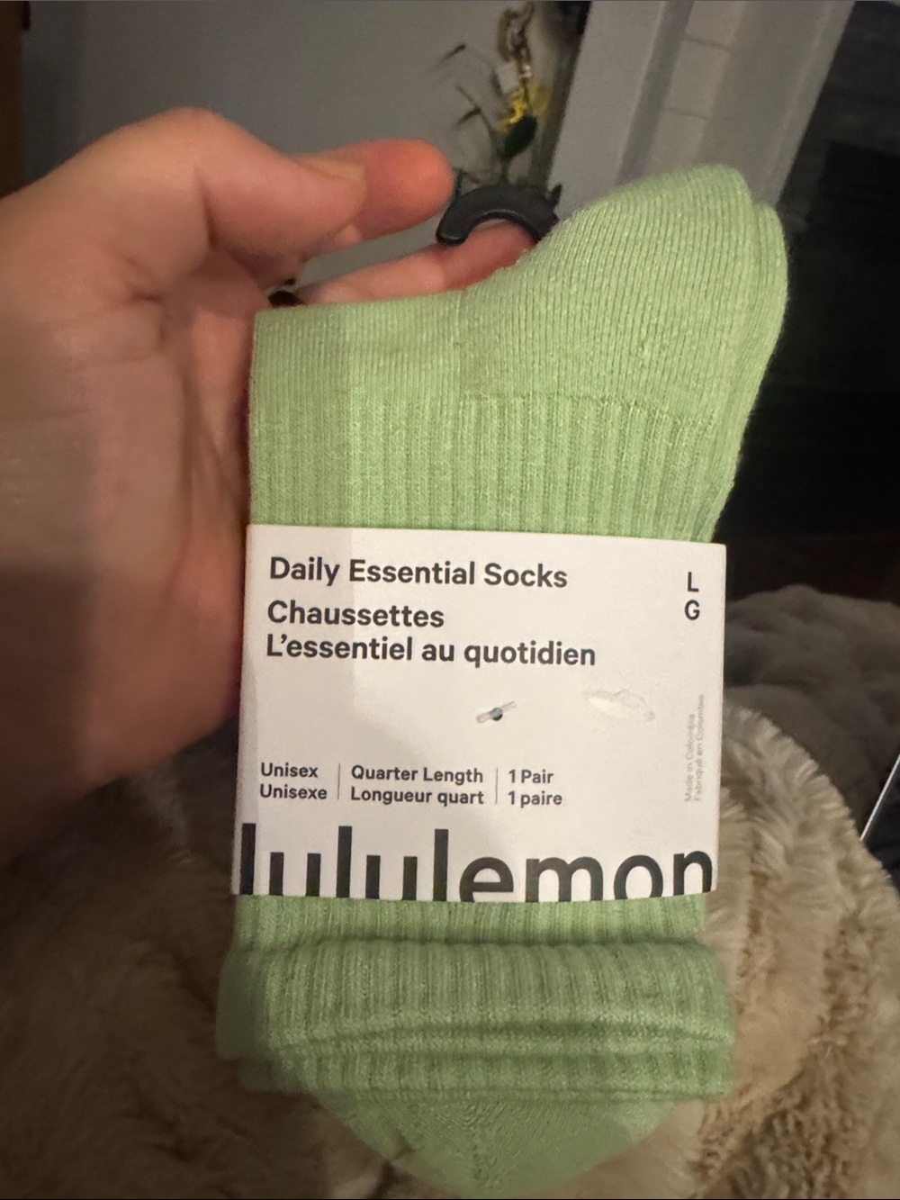 lululemon athletica Light Green Daily Essential Quarter Socks
